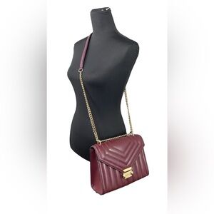 $628 Retail-Michael Kors Brown Quilted Shoulder Bag with Gold Hardware